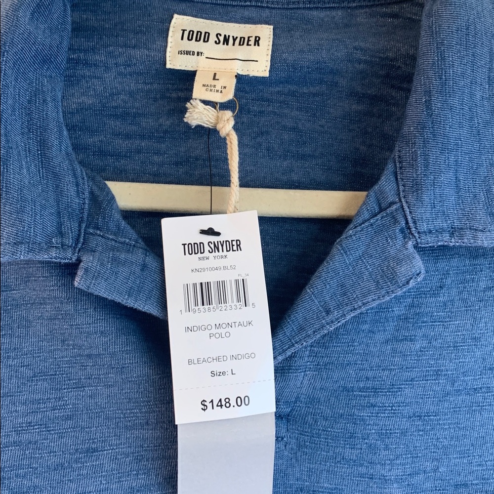 Todd Snyder Polo Shirt Men's L Blue Short Sleeve Top Quiet Luxury Casual - Picture 3 of 7